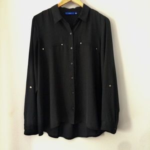 Apt. 9 Convertible Button Tab Black Blouse XL